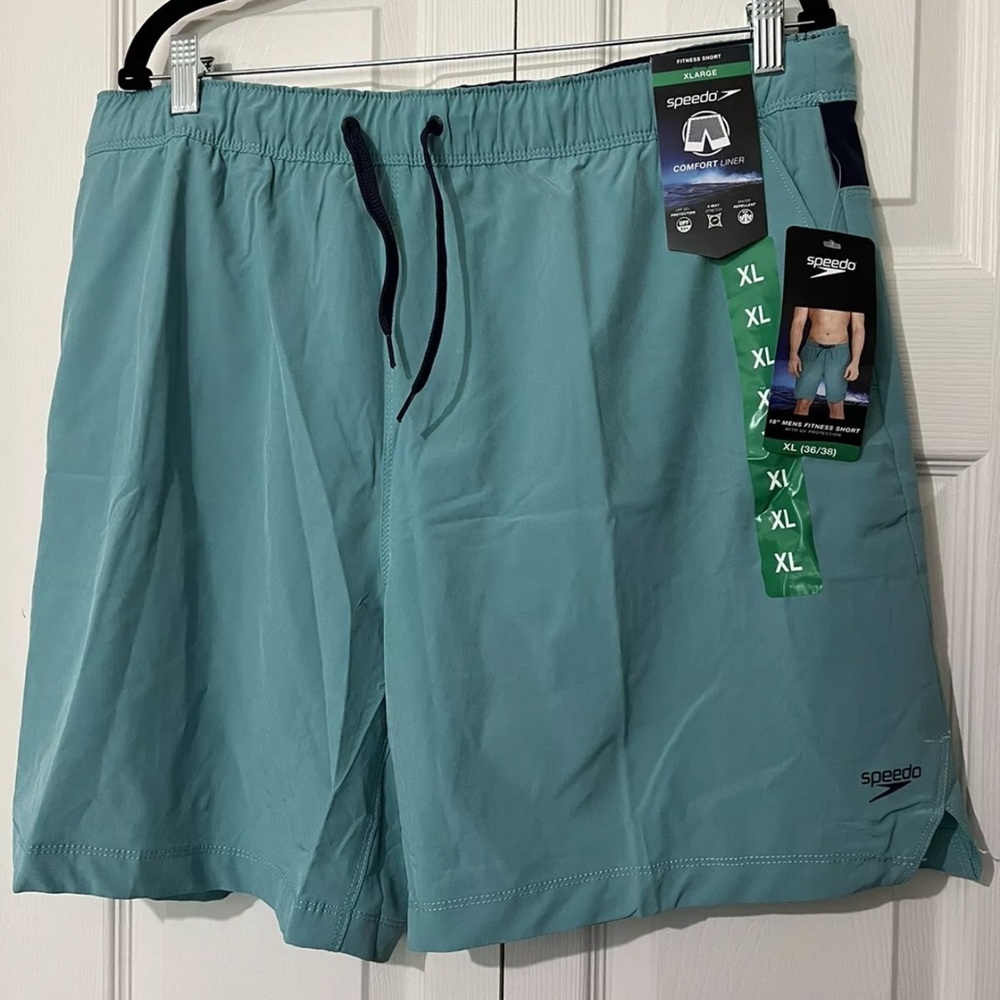 SPEEDO Men's 18" UPF 50+ Protection Fitness Shorts, Light Blue XL 36/38